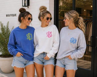 embroidered personalized monogram sweatshirt, monogrammed crewneck, personalized sweater, gifts for her under 20