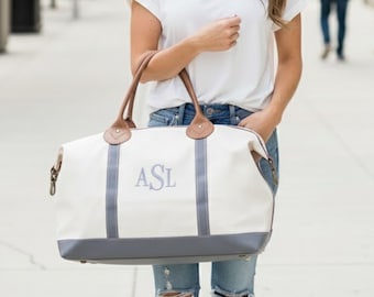 Personalized weekender~Monogrammed Duffle Bag~Canvas Weekender Bag~Womens Bag~Personalized Gifts for her~Overnight Bag