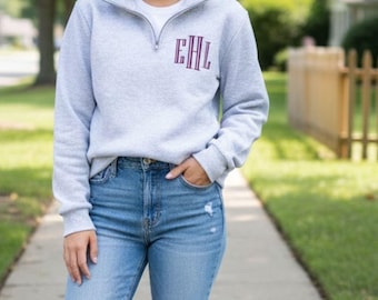 Embroidered Personalized Monogrammed Quarter Zip Sweatshirt