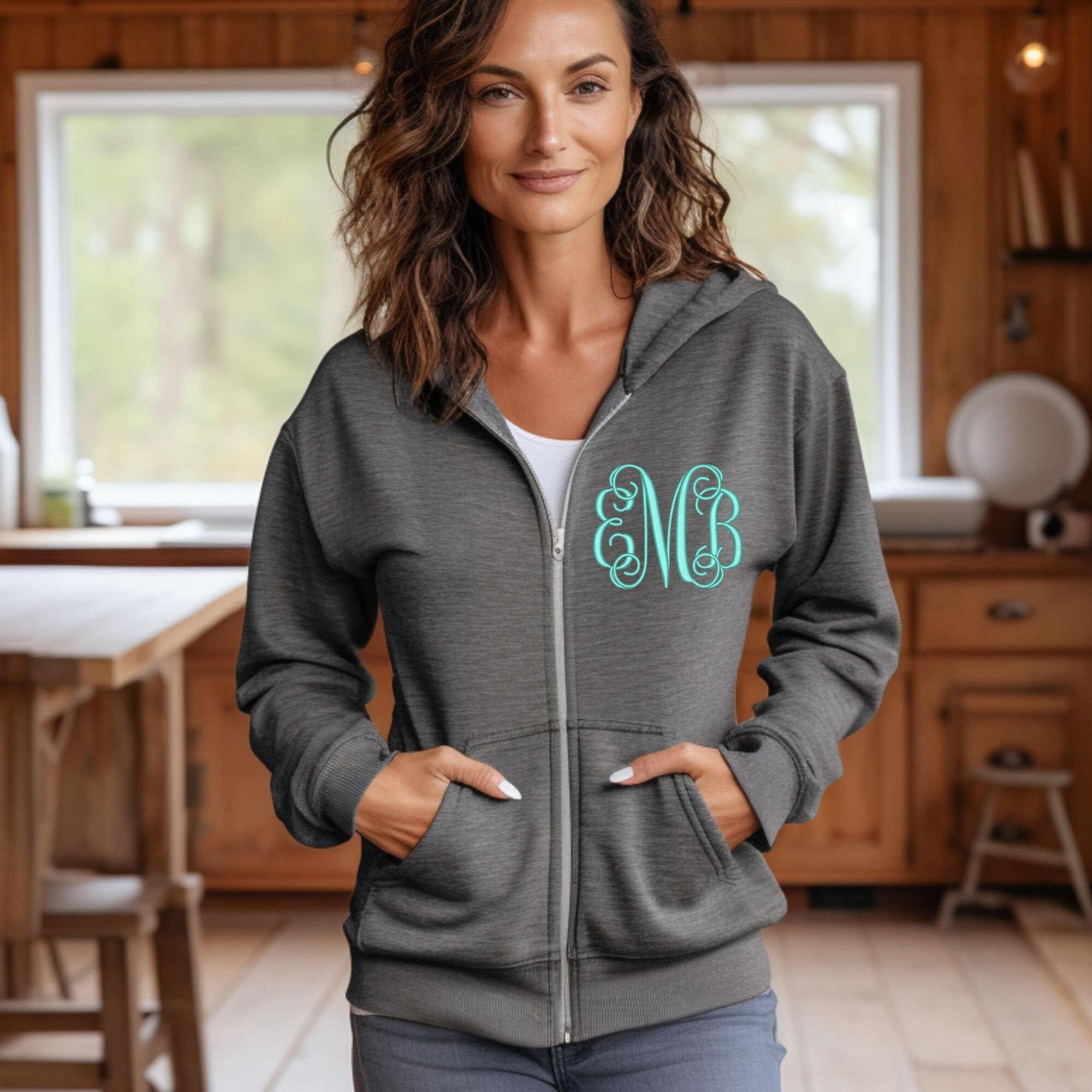 Monogram Zip Up Etsy