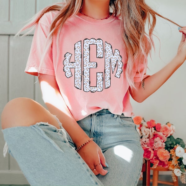 Monogrammed Shirt, Personalized Tee shirt, Leopard Print Monogram, Gifts for her, Comfort Colors