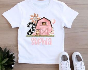 Birthday Farm Shirt, Girls Boys Barn Animals Birthday Shirt, Personalized Farm Barnyard Birthday Girls Shirt, Name  Shirt for Birthday,