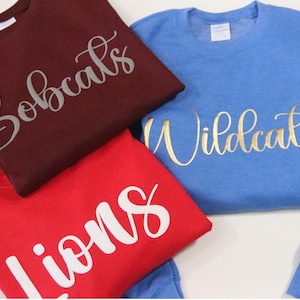 Custom Puff Embossed Print Team Name Sweatshirt, Mascot Sweatshirt, Custom School Team Name Sweatshirt, Cheer Mom, Sports Team Name Sweater