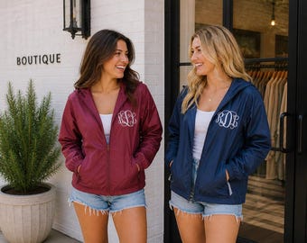 Personalized Monogram Windbreaker Jacket, Women’s Water Resistant Jacket, Custom Embroidered Rain Jacket, Lightweight Ladies Jacket