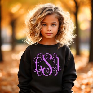 Personalized Youth Monogrammed Sweatshirt, Floral Monogram, Sweaters for Girls