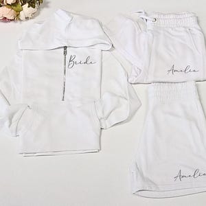 Personalized Matching Sweatsuit Set For Bride, Bridal Gift Set, Mrs. Quarter Zip Sweatshirt, Bride Shorts, Outfit for Honeymoon