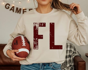 Custom Large Letter Distressed Team Sweater, Team Name Sweater, School Mascot Sweatshirt, School Spirit, Football Mom, College