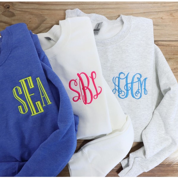 embroidered personalized monogram sweatshirt, monogrammed crewneck, personalized sweater, gifts for her under 20