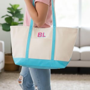 Personalized Monogram Tote Bag Zipper Top Personalized canvas Tote Bag Beach Tote Bridesmaid Bag