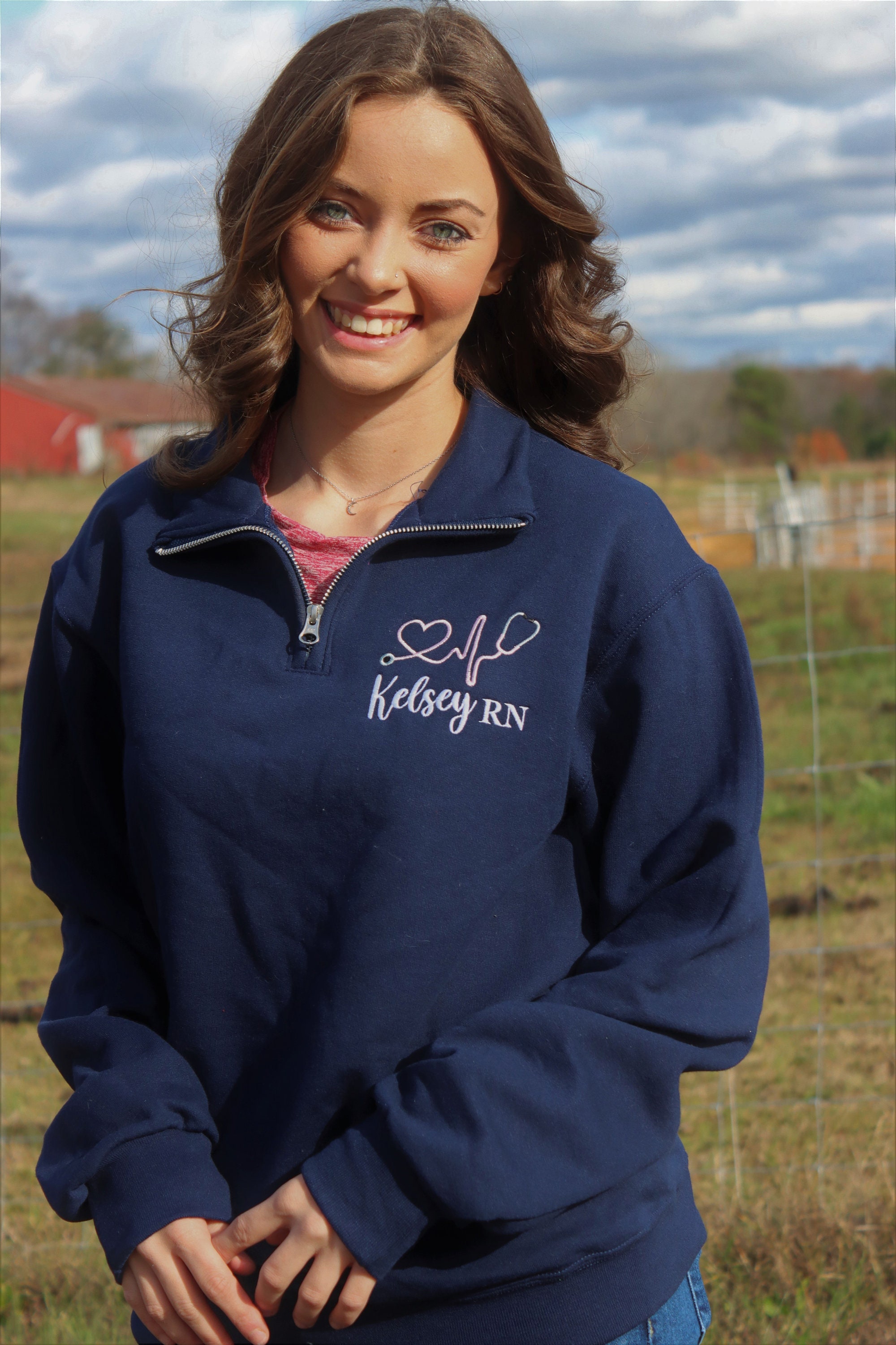Monogrammed Fleece Quarter Zip Pullover Sweatshirt, Christmas Gifts for Her  under 30 D1