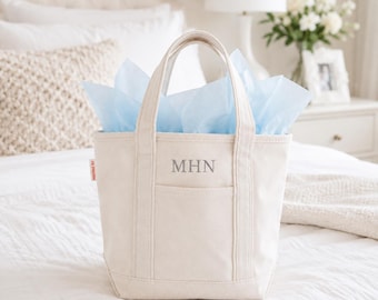 Personalized Canvas Tote Bag, Embroidered Initials Tote, Small Monogram Bag, Bridesmaid Gift, Travel Toiletry Tote, Everyday Carry Bag
