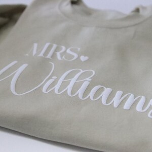 Personalized Bride Embossed Engagement gift New Mrs Sweatshirt Future Mrs Sweatshirt Bride Crewneck Honeymoon Shirt for Bride