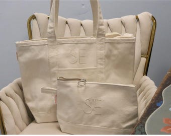 Personalized Monogram Tote Bag Zipper Top Personalized canvas Tote Bag Beach Tote Bridesmaid Bag
