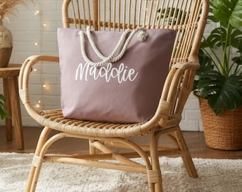 Personalized Rope Tote Beach Bag Tote Bridesmaid Tote Bags Bridesmaid Proposal Gift