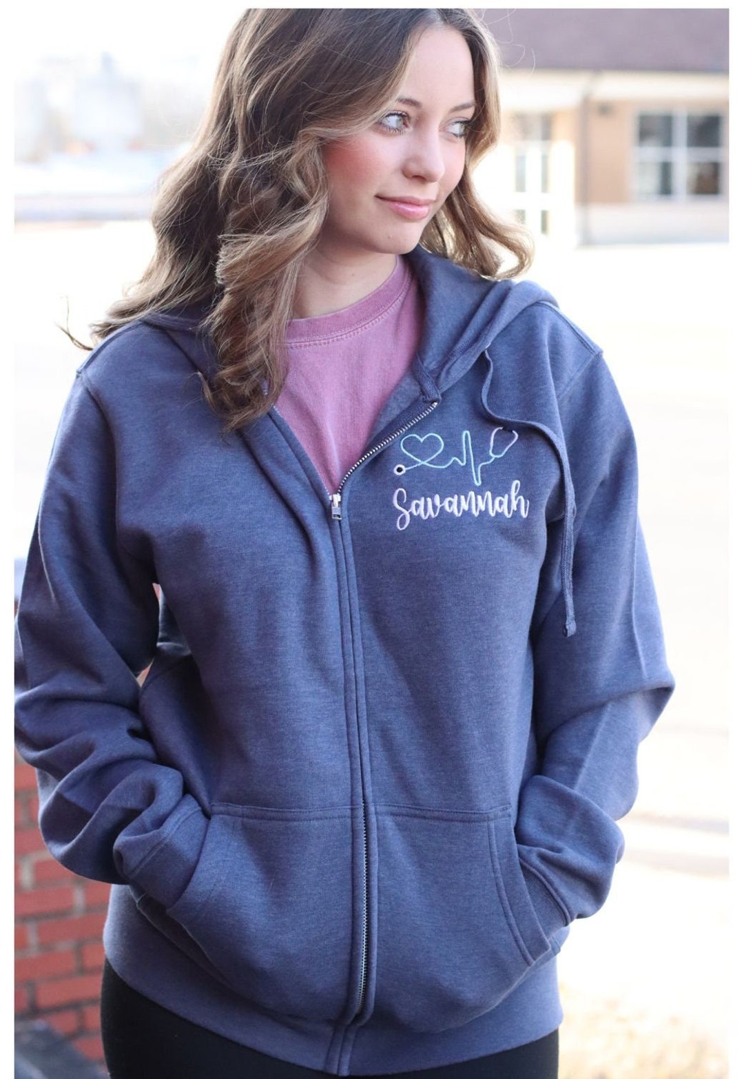 Personalized Nurse Zip up Sweater Jacket, Nurse Sweatshirt, Gifts for