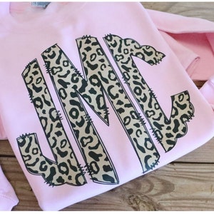 Monogrammed Personalized Sweatshirt, Sweater, Gifts for Her, Animal Print, Cute Sweater