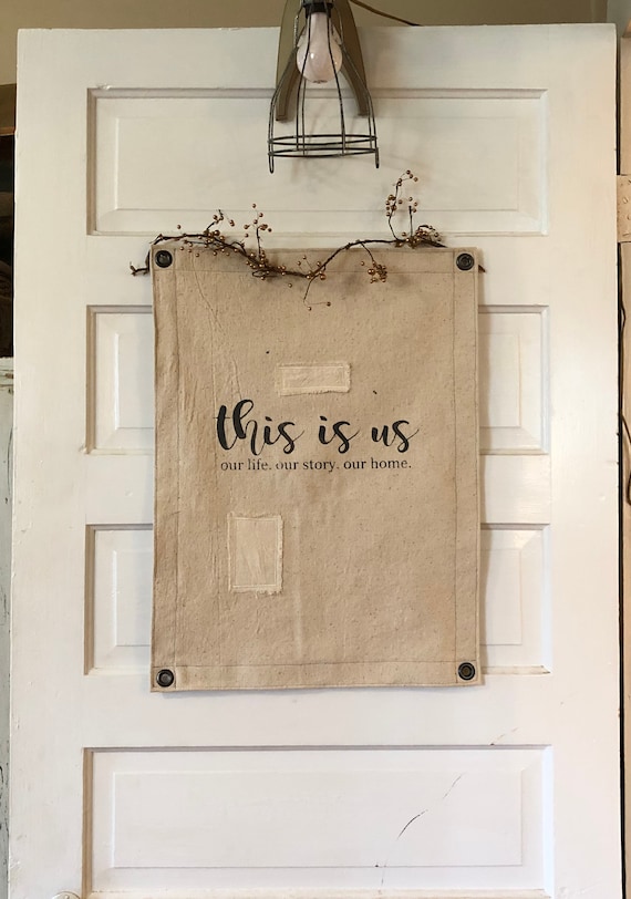 This Is Us Sign: Stenciled Canvas Wall Hanging, Farmhouse Decor