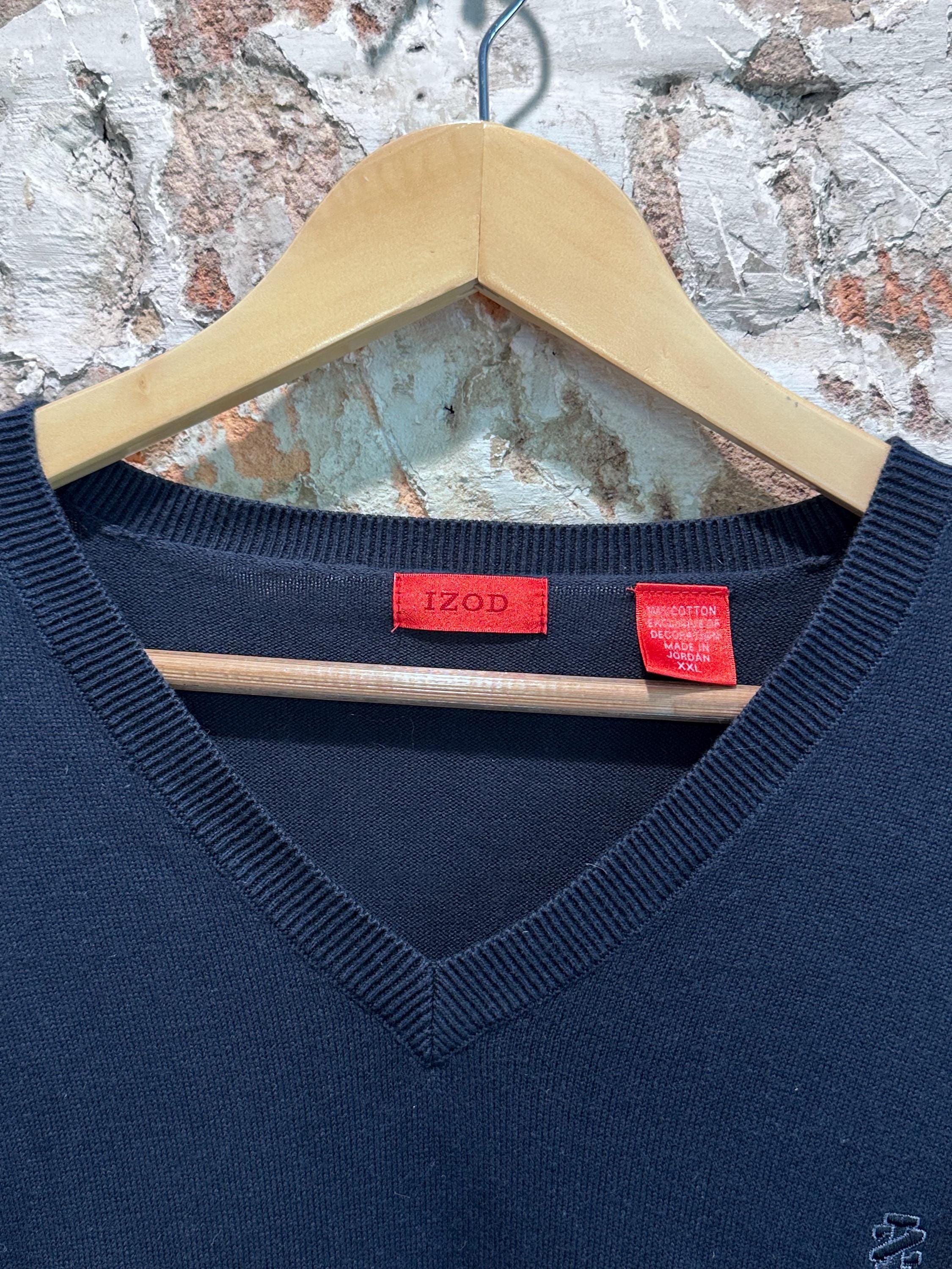 Pull Cardigan IZOD Vintage – Homme, Taille XL, Bleu, Style Preppy Golf