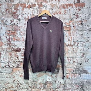 Vintage IZOD Lacoste v-neck sweater, brown IZOD preppy grandpa golf sweater, IZOD Lacoste sweater, vintage preppy xl light brown sweater