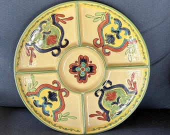 Hand-Painted Talavera Snack Tray – Mexican Fiesta Ceramic Platter