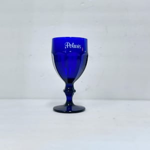 Vintage cobalt Polaris glass goblet, cobalt drinking glass goblet, vintage blue wine water glass, vintage wine glass, blue stemmed glass