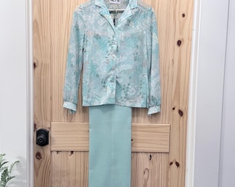 Vintage Act III Long Sleeve Button Blouse & Matching Pant Set • 1980s Pastel Floral • Two Piece Outfit • Retro Classic Style