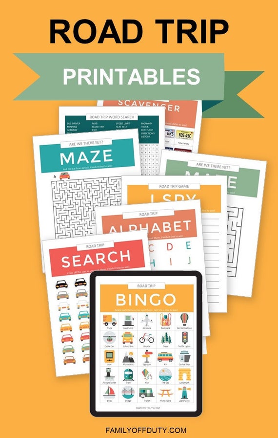 road trip printable activities games for road trips car etsy