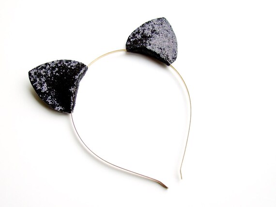 Download Items similar to Cat Ears Headband, Glitter Kitty Cat Ears ...