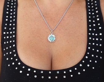 Sun Necklace~Turquoise Jewelry~Beach  Jewelry Sterling silver sale Sun accessories