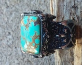 Mens Rings size11.5 Stainless Steel Jewelry Native American Jewelry mens Jewelry western Fashions Man Turquoise Accessories