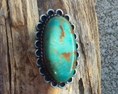 Turquoise Ring size7 Native American Jewelry Southwestern Bohemian Cowgirl Accessories boho Chunky Turquoise silver sale