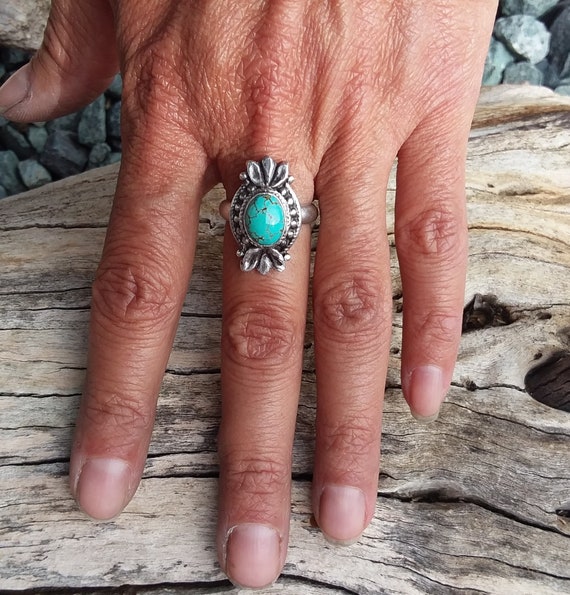 Turquoise Ring Size6.5sterling Silver Sale Native American Jewelry