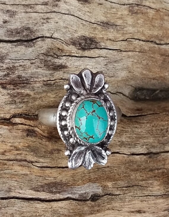 Turquoise Ring Size6.5sterling Silver Sale Native American Jewelry