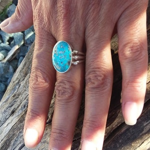 Turquoise Ring size7.5~Native American Jewelry Southwestern Bohemian Cowgirl Accessories boho Silver sale