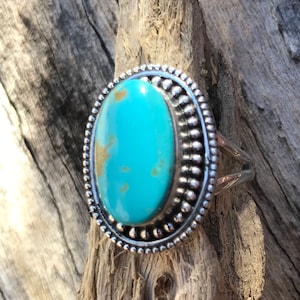 Turquoise ring size6.75~Native American Jewelry- Navajo Jewelry ~Raw Peruvian turquoise