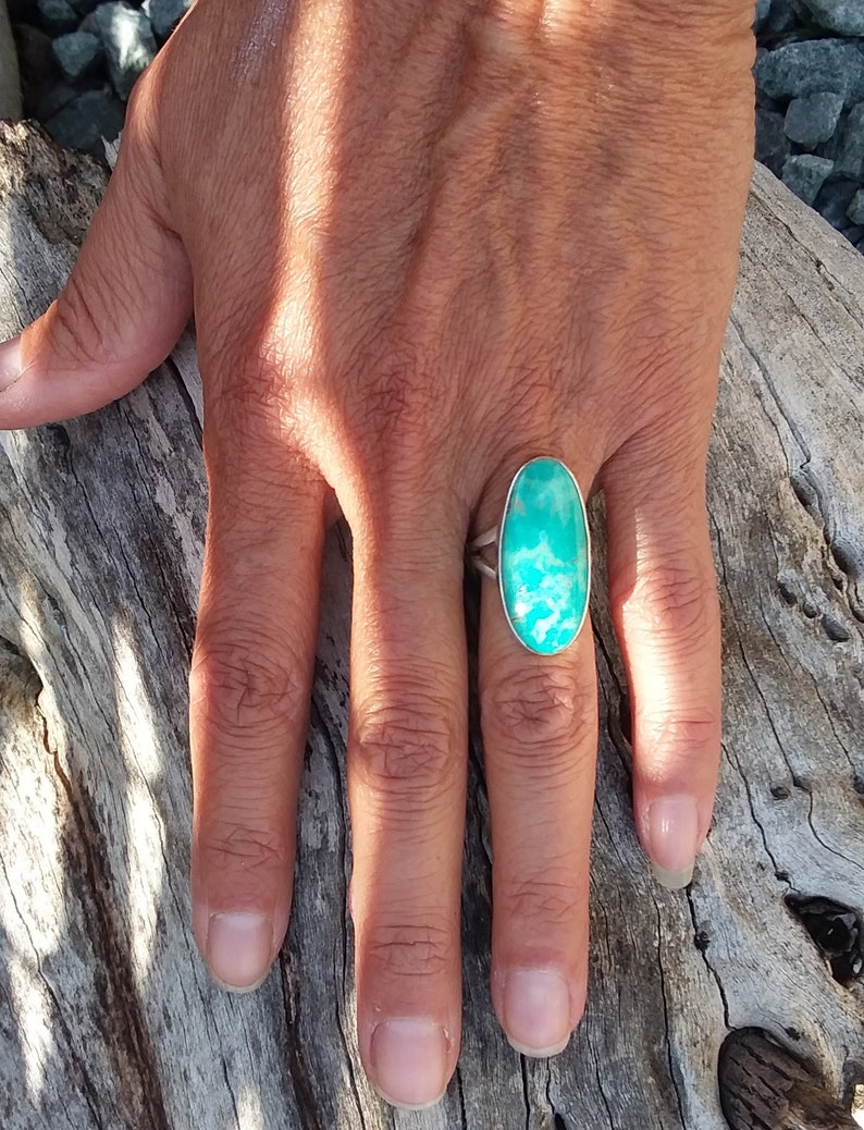 Turquoise Ring Size4.75 Sterling SilverAccessories Southwestern Fashion Native American Navajo Boho Country western Cowgirl Bohemian rings