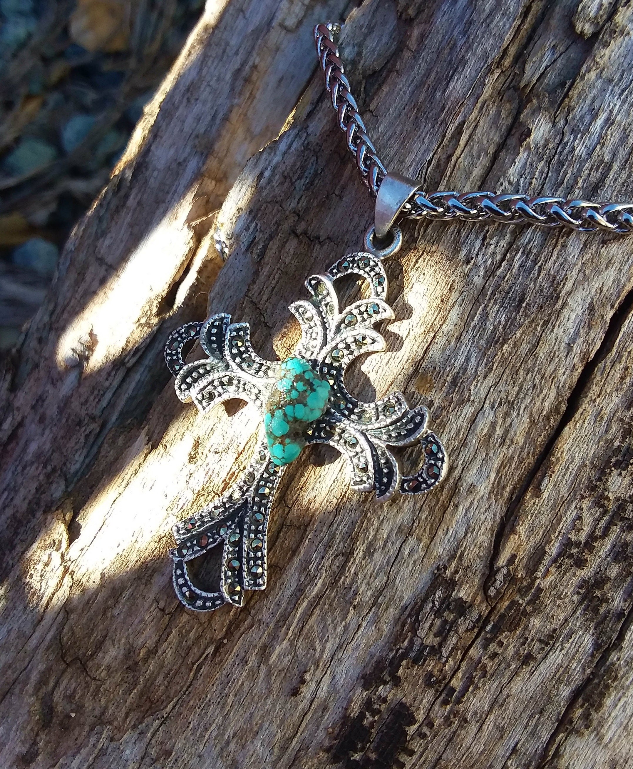 Western turquoise cross necklace deals
