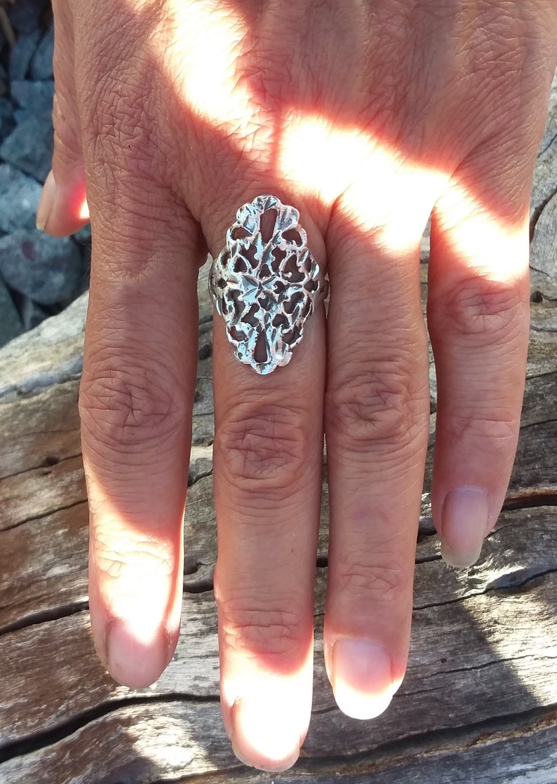 Sterling Silver Ring Size7 Bohemian cowgirl Southwestern fashion Accessories boho Bali Jewelry image 1