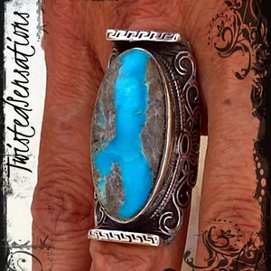 Turquoise ring size7~Native American Jewelry-Navajo Accessories~Sterling Silver jewelry~Silver Rings
