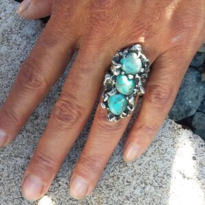 Turquoise ring size5~Sterling Silver Jewelry~Country Western Fashions Sterling Silver sale boho Hippie Cowgirlstyle Southwestern Bohemian