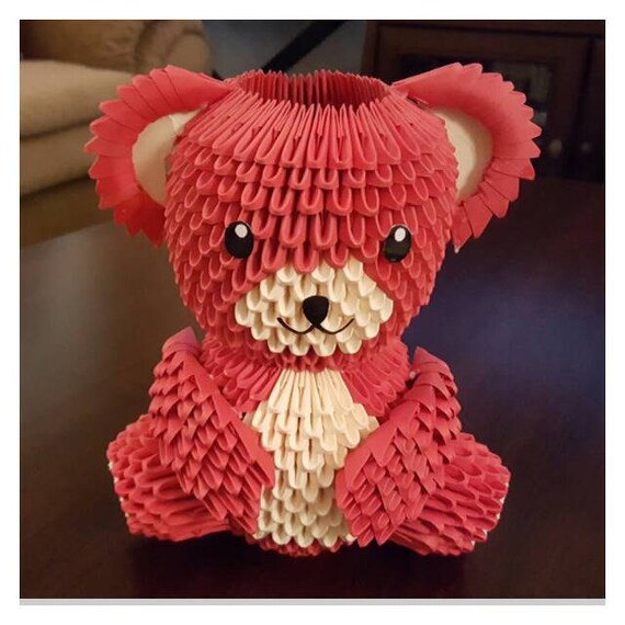 3d origami bear etsy origami 3d