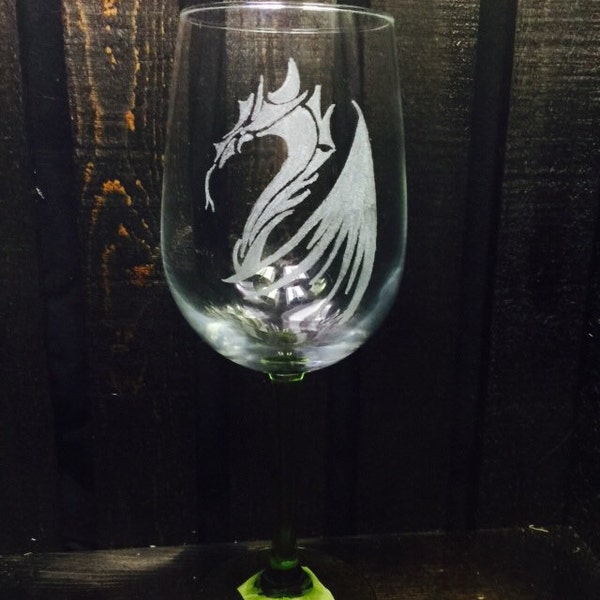 Nordic dragon individual - wine glasses, Nordic, Nordic dragon, wine glass, unique design, dragon, glassware, mythological, for him, for her