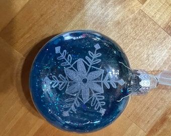 Snow flake painted Holiday Ornament - snow flake ornament, bell ornament, christmas ornament