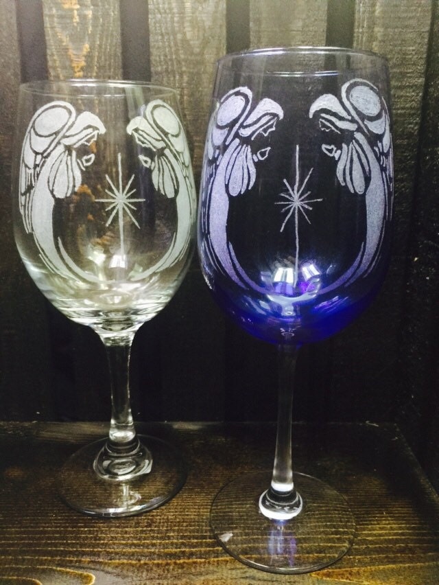 Angel (2) Hand Etched Stemmed Wine Glass-angel, Angel Pair, Angels,  Religion, Engraved, Colored Wine Glass, Holiday, Home Decor, Glassware -  Etsy