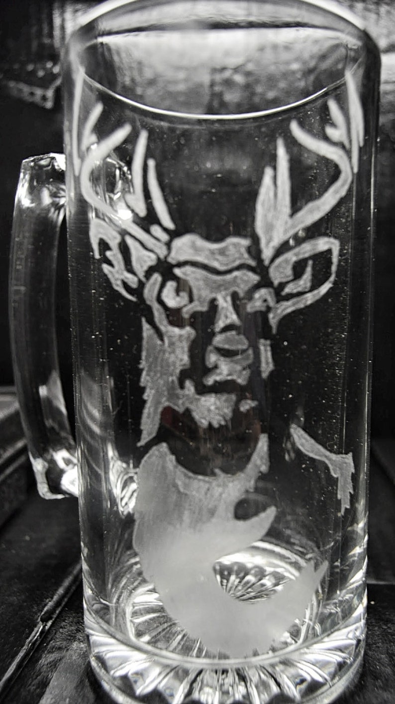 Deer head beer stein hand etched deer deer head beer Etsy.de