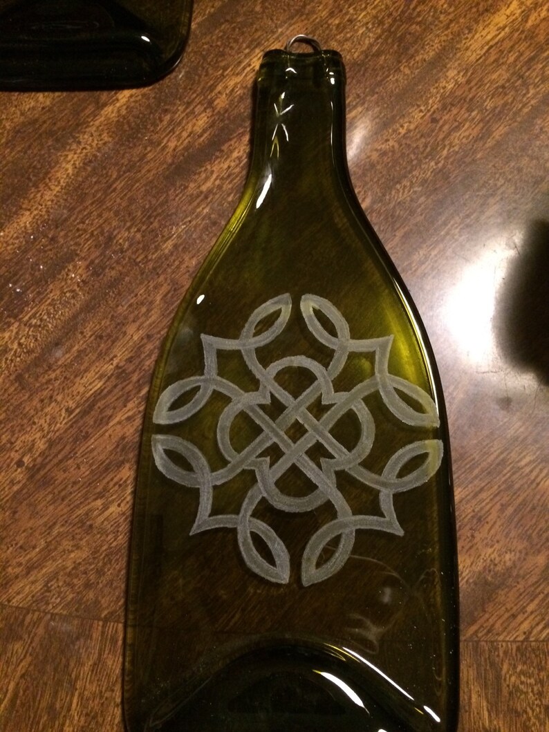 Celtic knot flattened wine bottle Celtic knot artsy decor Etsy