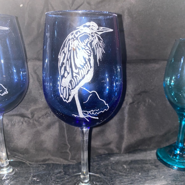 Bird Etched Glassware Etsy