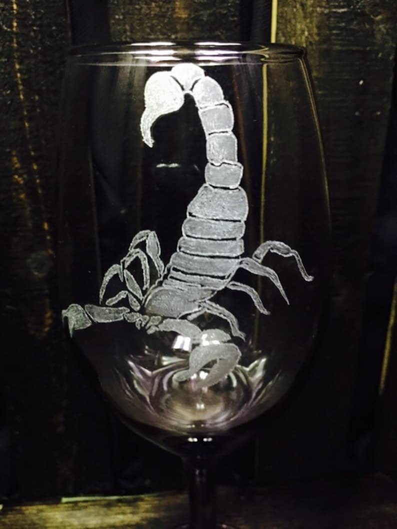 Scorpion hand etched wine glass scorpion hand etched Etsy