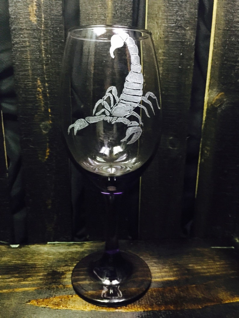 Scorpion hand etched wine glass scorpion hand etched Etsy