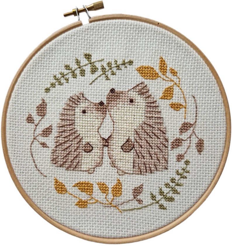 Cross Stitch Kit Hedgehogs Embroidery Pattern Cross Stitch Etsy UK
